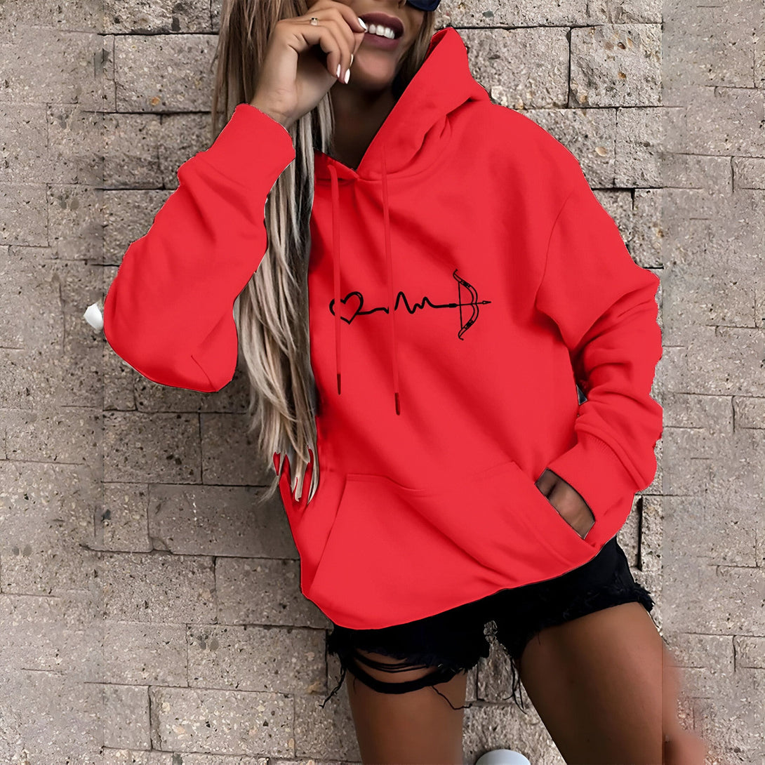 Sweat-shirt à Capuche Femme - Imprimé Coeur & Flèche
