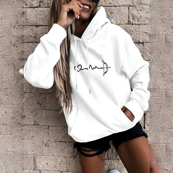 Sweat-shirt à Capuche Femme - Imprimé Coeur & Flèche
