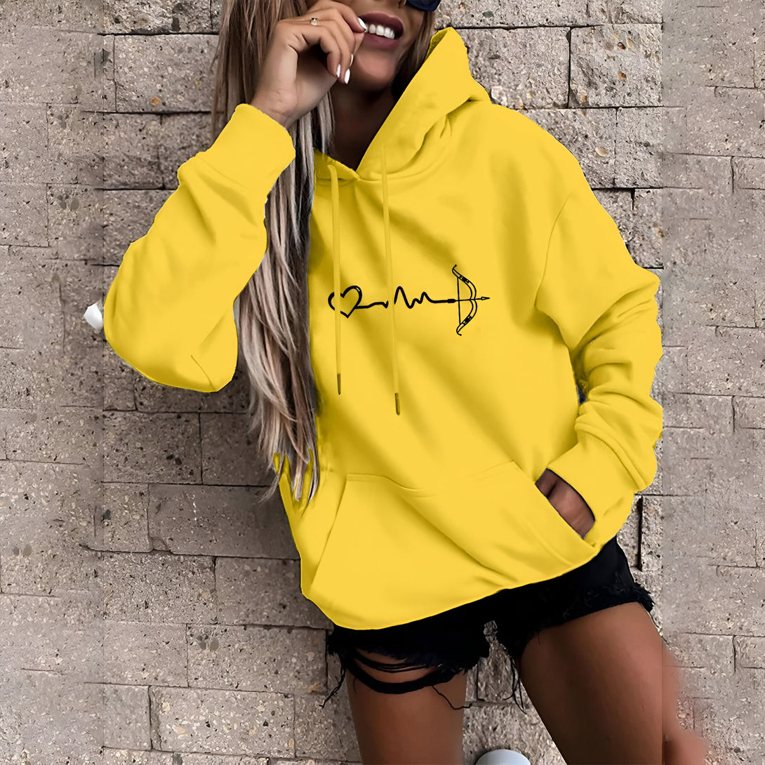 Sweat-shirt à Capuche Femme - Imprimé Coeur & Flèche
