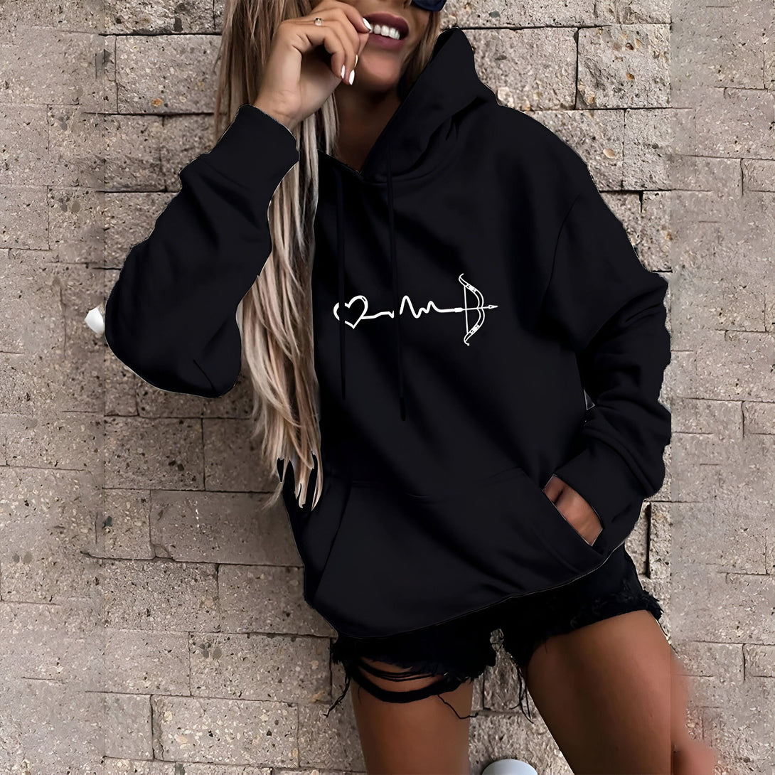 Sweat-shirt à Capuche Femme - Imprimé Coeur & Flèche

