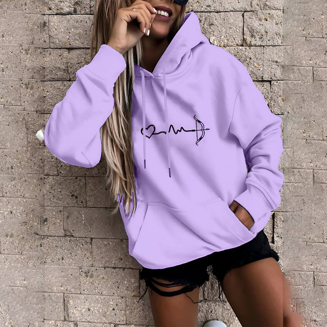 Sweat-shirt à Capuche Femme - Imprimé Coeur & Flèche
