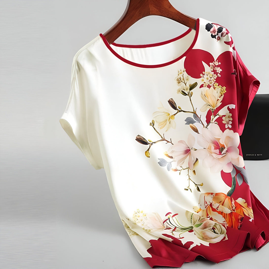 T-shirt Femme Été Imprimé Fleurs Mousseline

