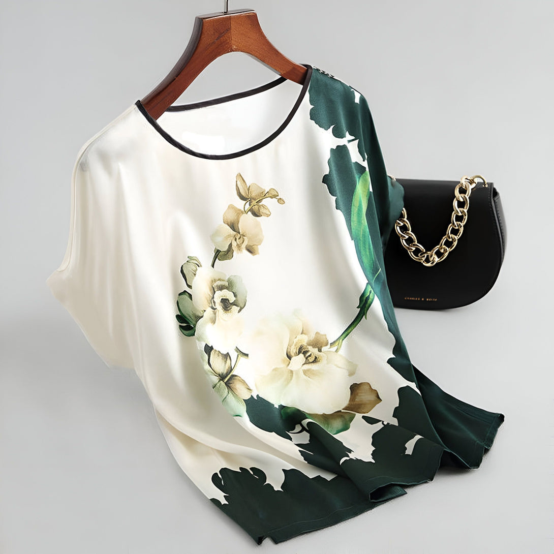 T-shirt Femme Été Imprimé Fleurs Mousseline
