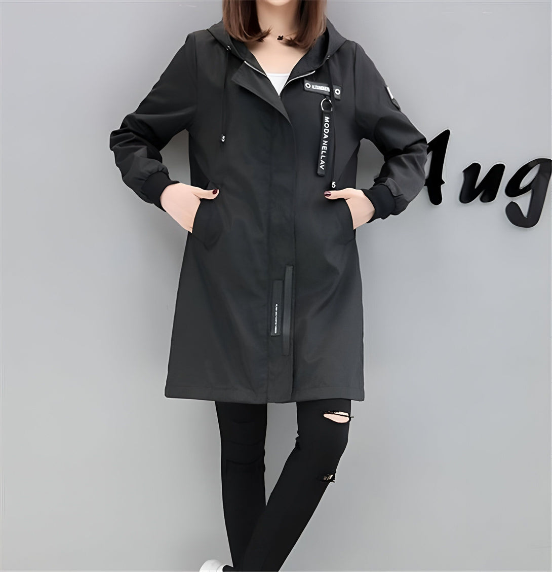 Veste Coupe-Vent Femme Mi-Saison Kaki
