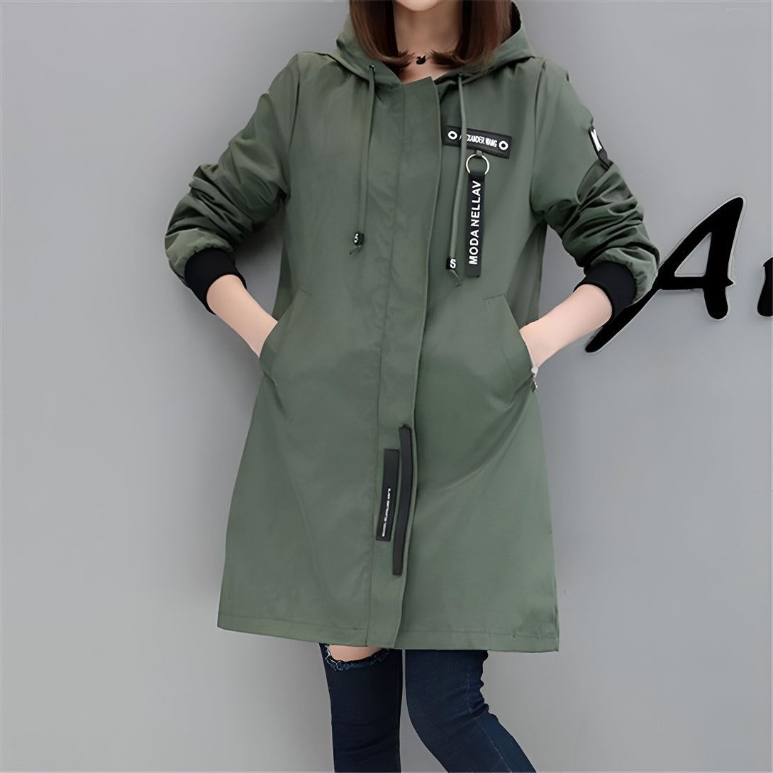 Veste Coupe-Vent Femme Mi-Saison Kaki
