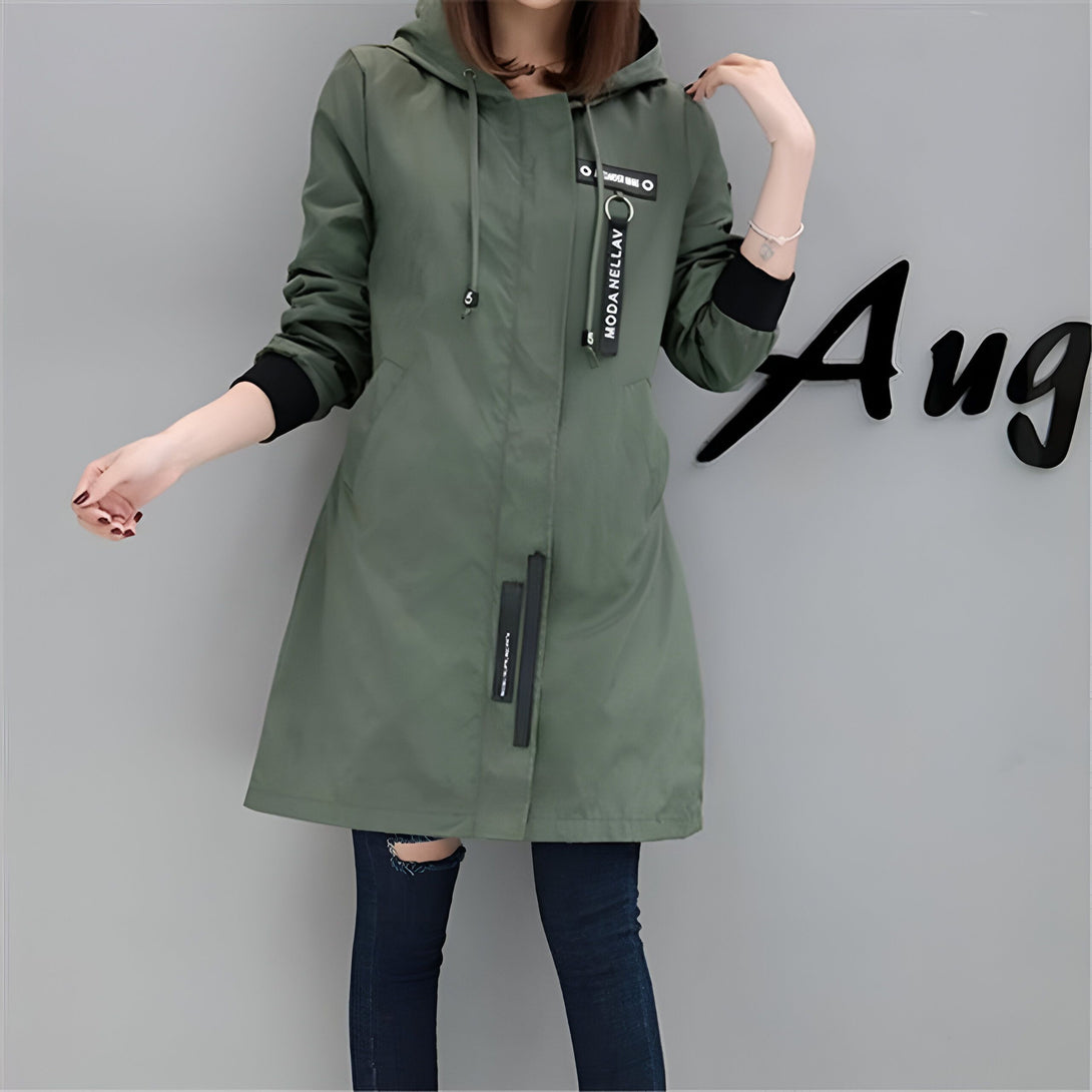 Veste Coupe-Vent Femme Mi-Saison Kaki

