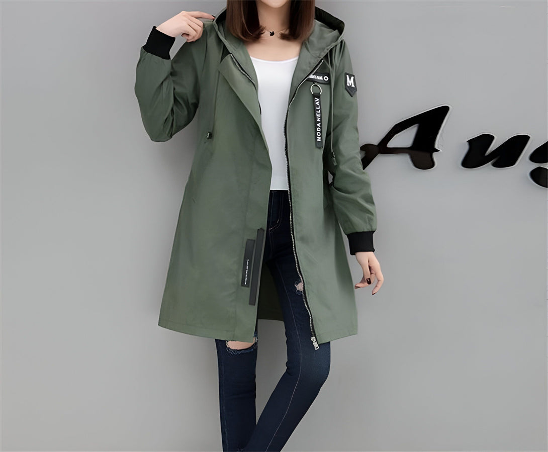 Veste Coupe-Vent Femme Mi-Saison Kaki
