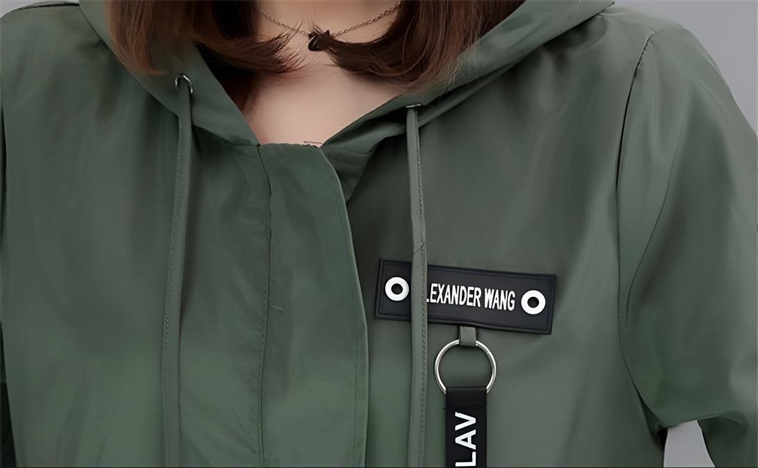 Veste Coupe-Vent Femme Mi-Saison Kaki
