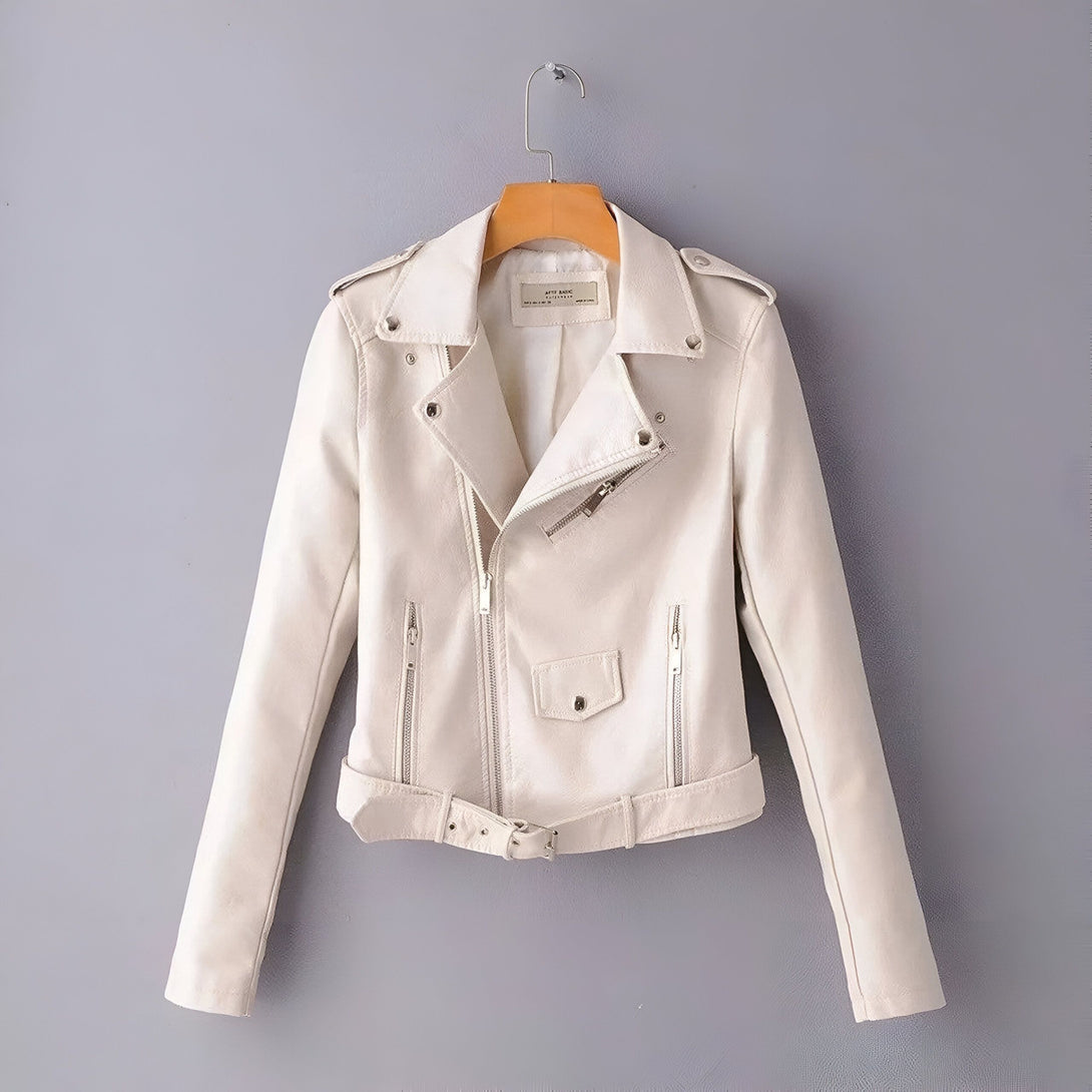 Veste en simili cuir femme, coupe courte

