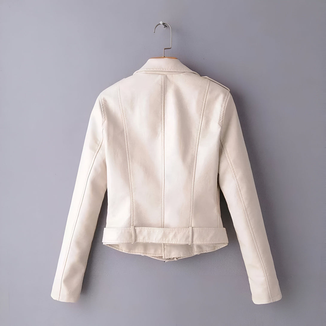 Veste en simili cuir femme, coupe courte
