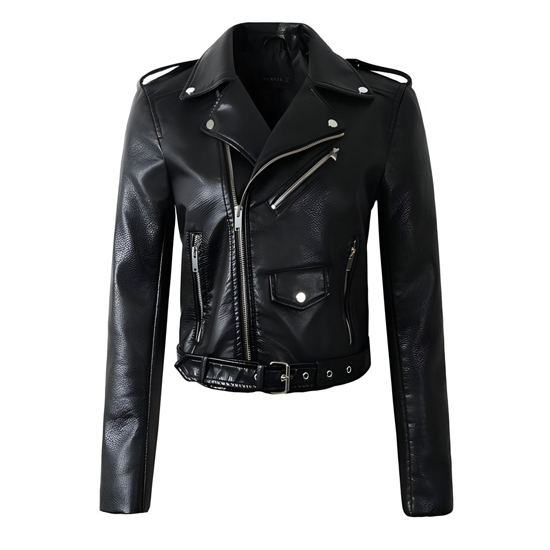 Veste en simili cuir femme, coupe courte
