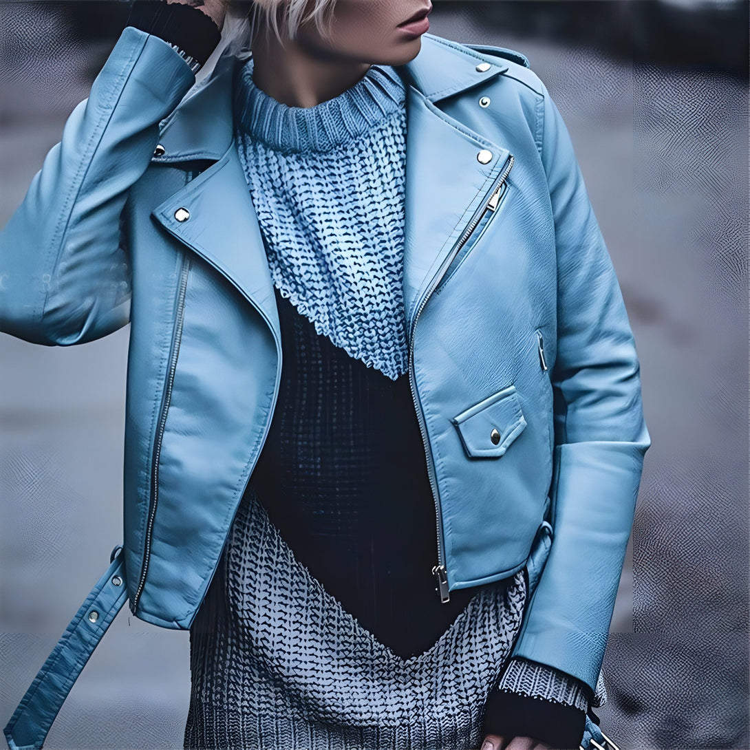 Veste en simili cuir femme, coupe courte

