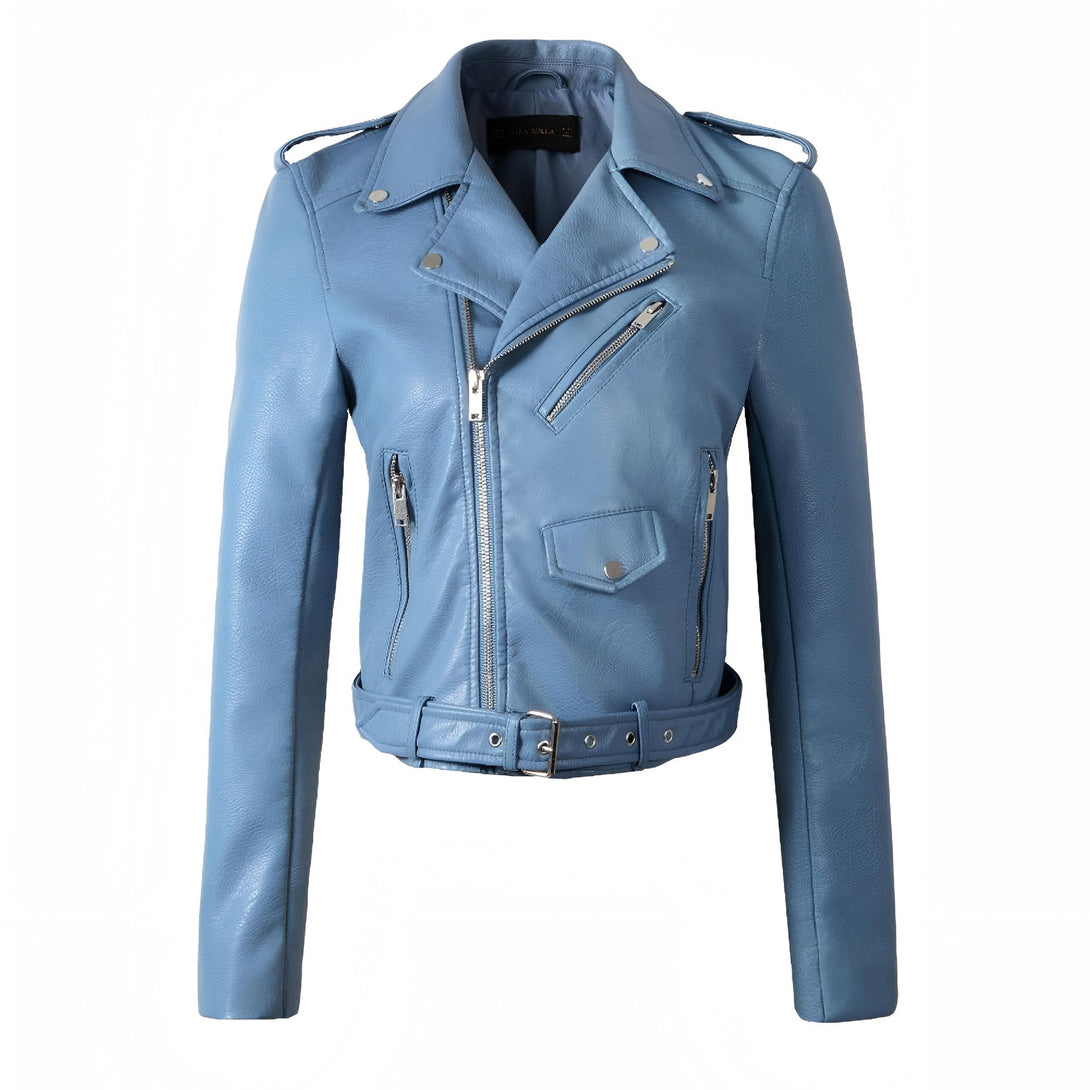 Veste en simili cuir femme, coupe courte
