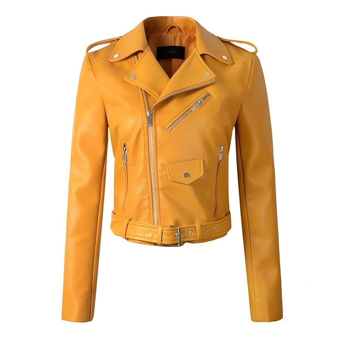 Veste en simili cuir femme, coupe courte
