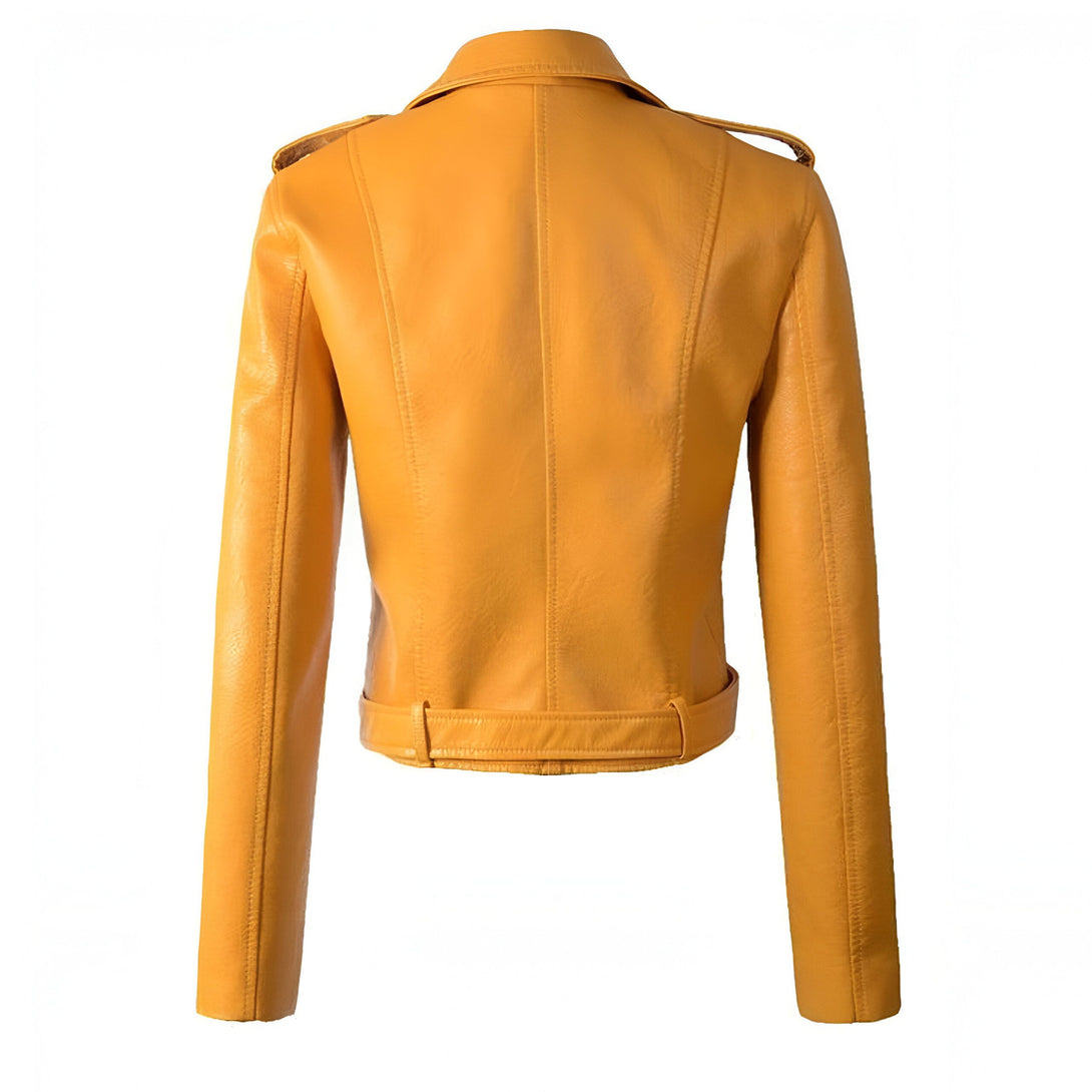 Veste en simili cuir femme, coupe courte
