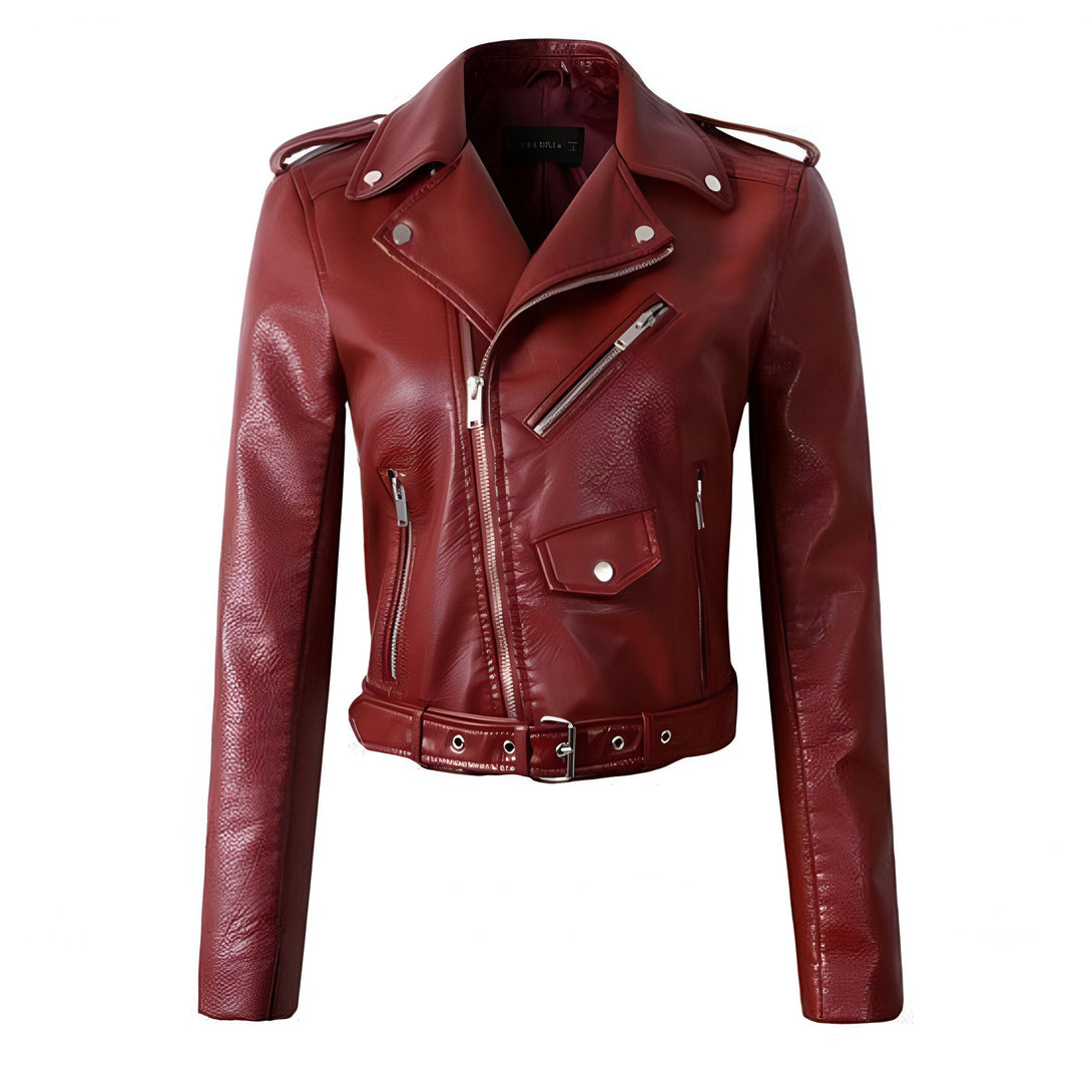 Veste en simili cuir femme, coupe courte
