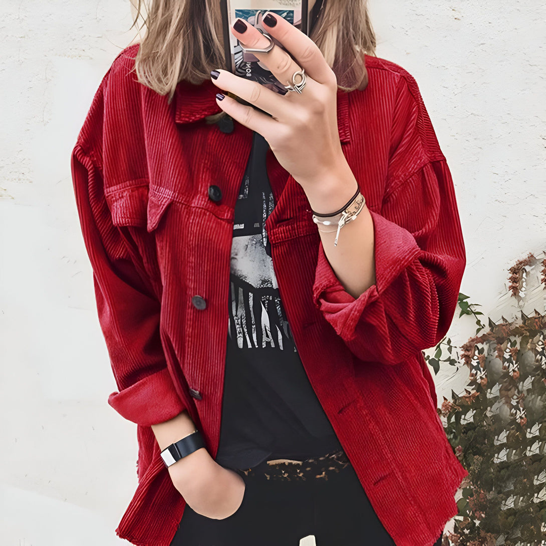 Veste en velours côtelé femme hiver
