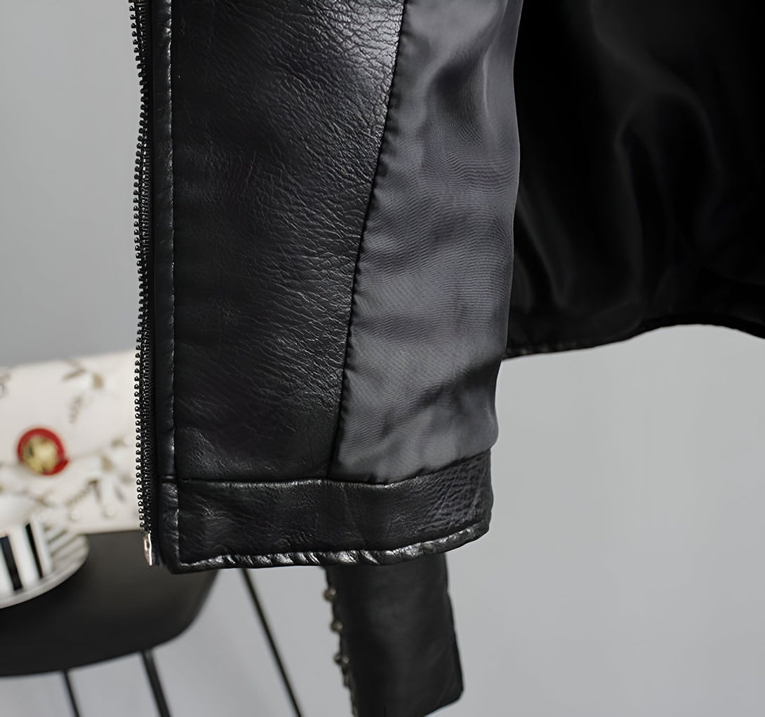 Veste Femme Cuir Broderie Florale

