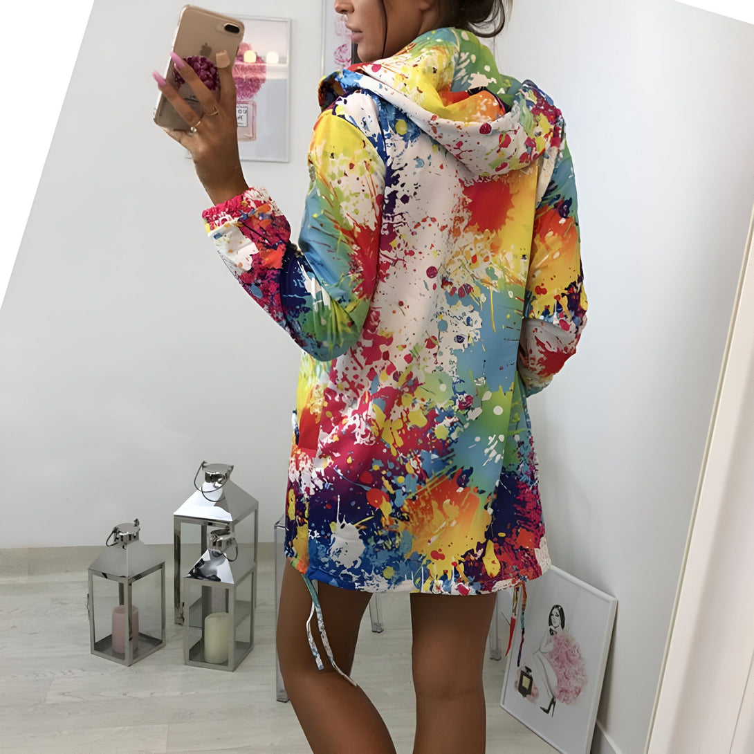 Veste Femme Imprimé Coloré à Capuche
