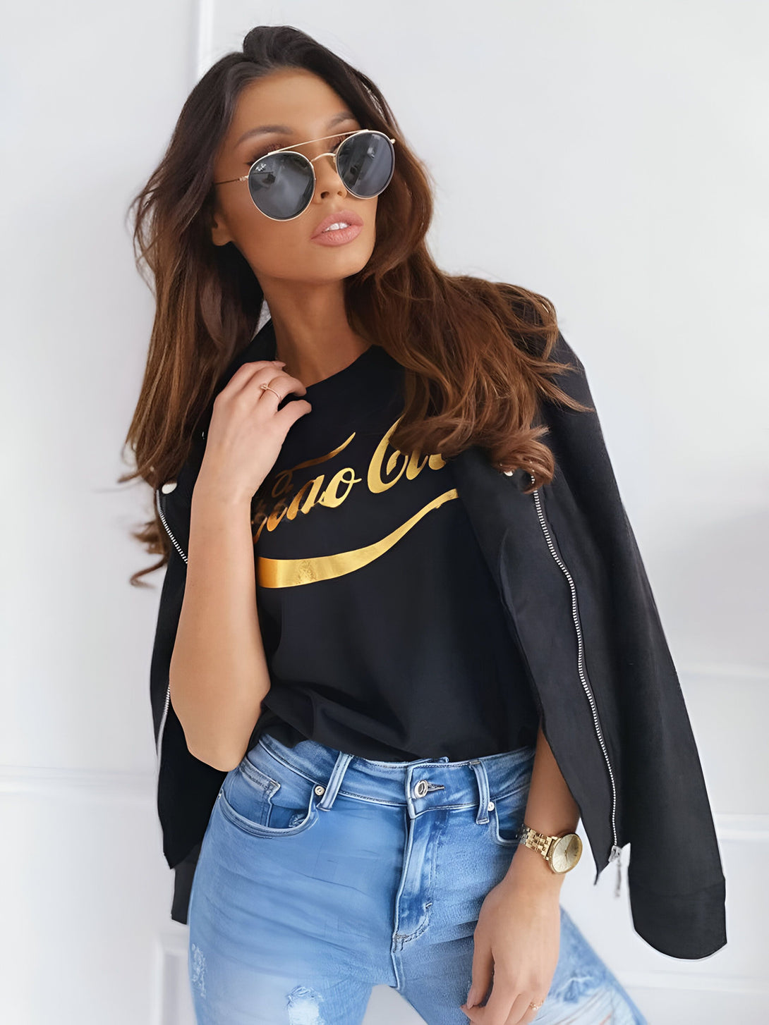 Veste simili cuir femme printemps automne
